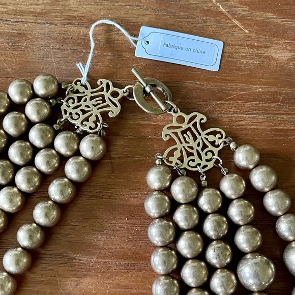 Anthropologie Gold Jumbo Beaded Necklace - Picture 5 of 8